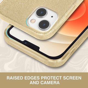 iPhone 13 Mini - Glitter Back Cover - Goud
