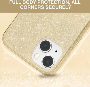 iPhone 13 Mini - Glitter Back Cover - Goud