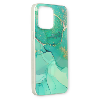 iPhone 15 Blauw - MagSafe TPU Marmer