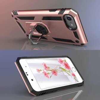 iPhone SE (2022 / 2020) - iPhone 6(s)/7/8 - Armor met Kickstand Ring - Rosegoud