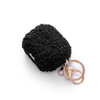 AirPods 3 - Zwart - Schokbestendig Teddy Furr Cover met Ring &amp;amp; Sleutelhanger