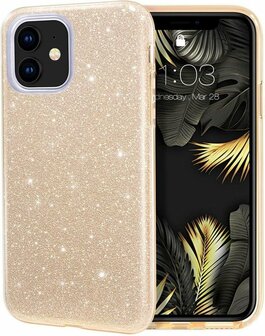 iPhone 12 Mini - Glitter Back Cover - Goud
