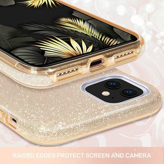 iPhone 12 Mini - Glitter Back Cover - Goud