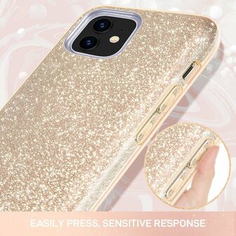 iPhone 12 Mini - Glitter Back Cover - Goud