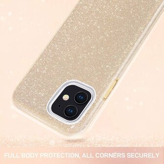 iPhone 12 Mini - Glitter Back Cover - Goud