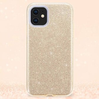 iPhone 12 Mini - Glitter Back Cover - Goud