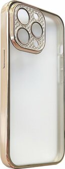 iPhone 12 - Glitter Cam Back Cover - Goud