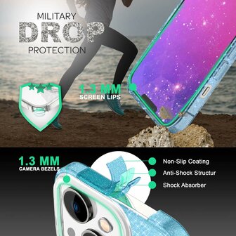 iPhone 15 Plus - Glitter Back Cover - Blauw