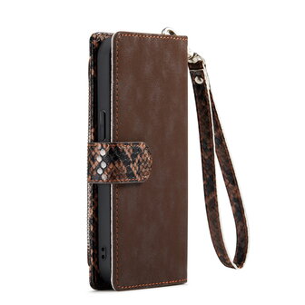 iPhone 13 - Bruin - 2 in 1 Slangen Portemonnee Book Case met Rits