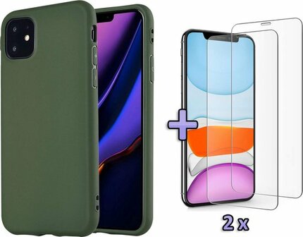 iPhone 11 - Back Cover &amp;amp; 2X Glas - Groen