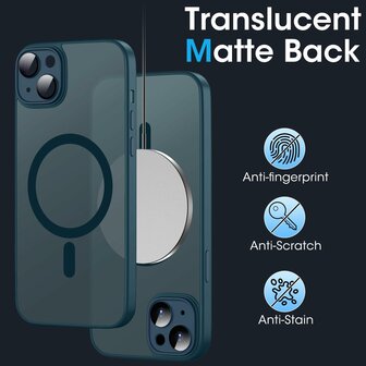 iPhone 14 - Blauw - Matte Armor - Geschikt voor MagSafe