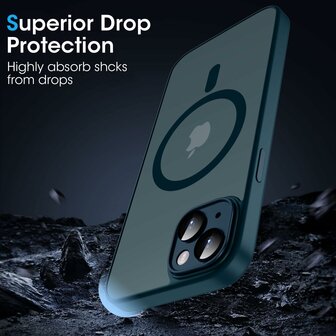 iPhone 14 - Blauw - Matte Armor - Geschikt voor MagSafe