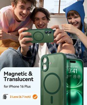iPhone 16 - Matte MagSafe Armor Back Cover - Donker Groen