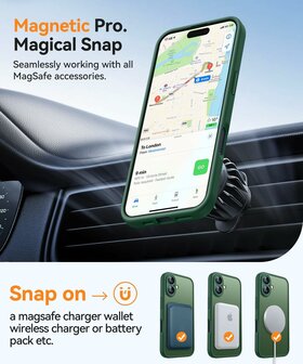 iPhone 16 - Matte MagSafe Armor Back Cover - Donker Groen
