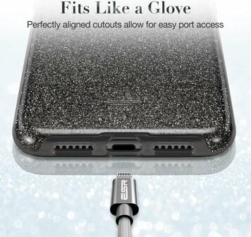 iPhone 12 Mini - Glitter Back Cover - Zwart