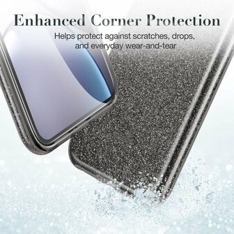 iPhone 12 Mini - Glitter Back Cover - Zwart