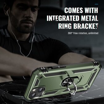 iPhone 15 Plus Groen - Armor met Kickstand Ring