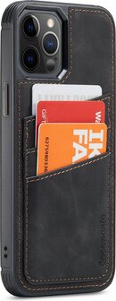 iPhone 13 Pro Max - Back Cover met Kaarthouder - Charcoal Gray