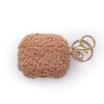 AirPods 3 - Bruin - Schokbestendig Teddy Furr Cover met Ring &amp;amp; Sleutelhanger
