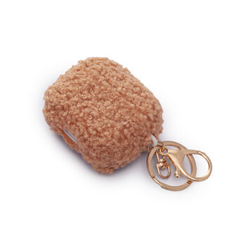 AirPods 3 - Bruin - Schokbestendig Teddy Furr Cover met Ring &amp;amp; Sleutelhanger