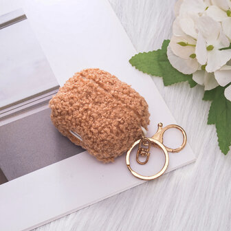 AirPods 3 - Bruin - Schokbestendig Teddy Furr Cover met Ring &amp;amp; Sleutelhanger