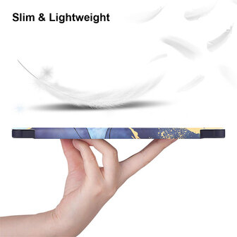 Samsung Tab A9 Plus - Marmer Blauw - Smart Cover