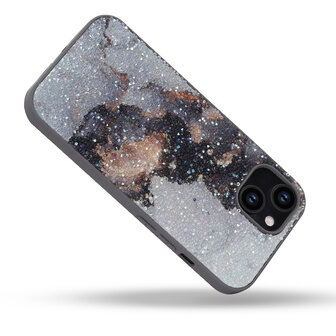 iPhone 12 - Diamant Marmer Glitter - Grijs