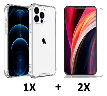 iPhone 15 Pro - Anti Shock &amp;amp; 2x Glas - Transparant