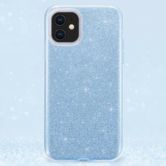 iPhone 11 - Glitter Back Cover - Blauw