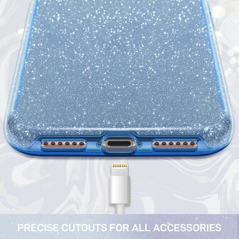 iPhone 11 - Glitter Back Cover - Blauw