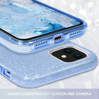 iPhone 11 - Glitter Back Cover - Blauw