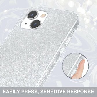 iPhone 13 Mini - Glitter Back Cover - Zilver