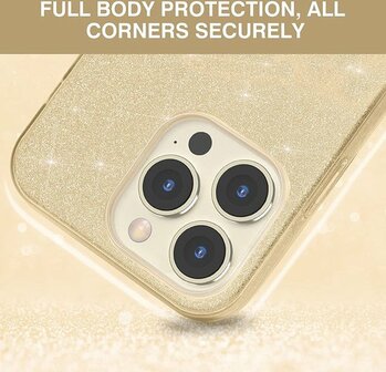 iPhone 14 Pro - Glitter Back Cover - Goud