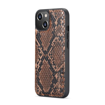 iPhone 13 Mini - Bruin - 2 in 1 Slangen Portemonnee Book Case met Rits