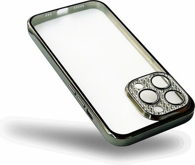 iPhone 12 - Glitter Cam Back Cover - Groen
