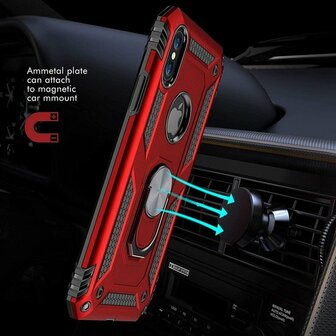 iPhone XS Max - Armor met Kickstand Ring - Rood