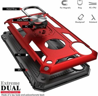 iPhone XS Max - Armor met Kickstand Ring - Rood