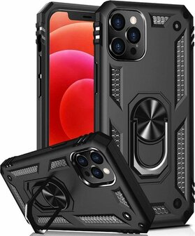 iPhone 12 Pro Max Zwart - Armor met Kickstand Ring