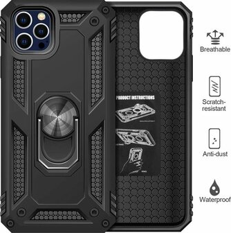 iPhone 12 Pro Max Zwart - Armor met Kickstand Ring