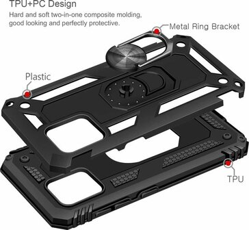 iPhone 12 Pro Max Zwart - Armor met Kickstand Ring