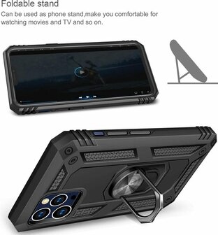 iPhone 12 Pro Max Zwart - Armor met Kickstand Ring