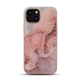 iPhone 12 - Diamant Marmer Glitter - Roze