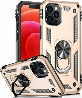 iPhone 12 Pro Max Goud - Armor met Kickstand Ring