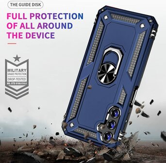 Samsung A14 Blauw - Armor met Kickstand Ring