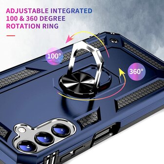 Samsung A14 Blauw - Armor met Kickstand Ring