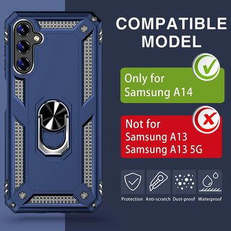 Samsung A14 Blauw - Armor met Kickstand Ring