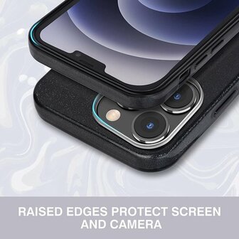 iPhone 14 Pro - Glitter Back Cover &amp;amp; Glas - Zwart