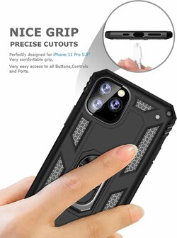 iPhone 11 Pro Max - Armor met Kickstand Ring - Zwart