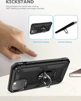 iPhone 11 Pro Max - Armor met Kickstand Ring - Zwart