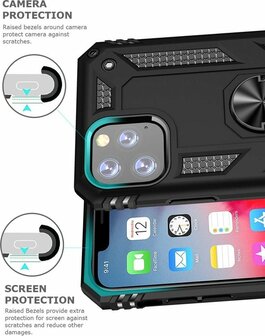 iPhone 11 Pro Max - Armor met Kickstand Ring - Zwart